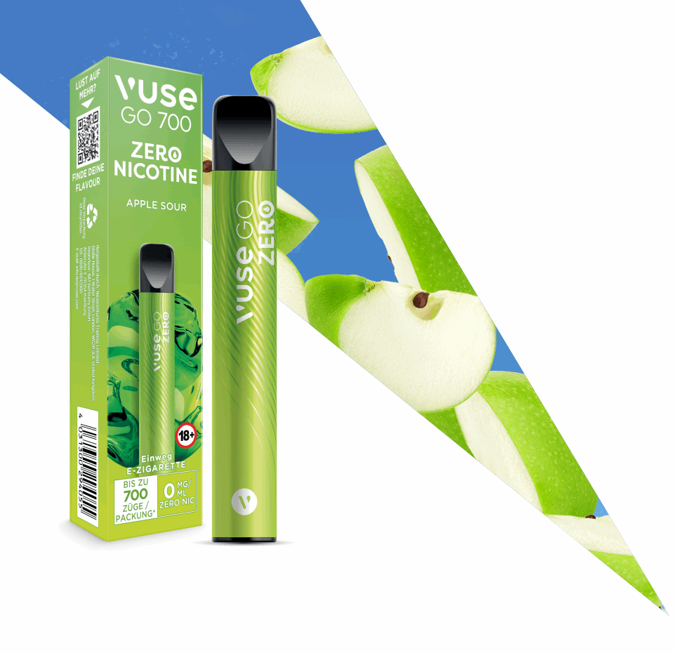 Vuse Go 700 Apple Sour 0mg Einweg E-Zigarette - VapeHeatXpress