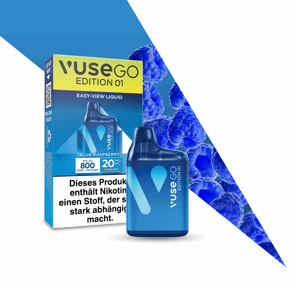 Vuse Go 800 Blue Raspberry 20mg Einweg E-Zigarette (800 Züge*) - VapeHeatXpress