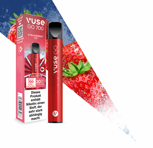 Vuse Go 700 Strawberry Ice 20mg Einweg E-Zigarette - VapeHeatXpress